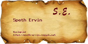 Speth Ervin névjegykártya